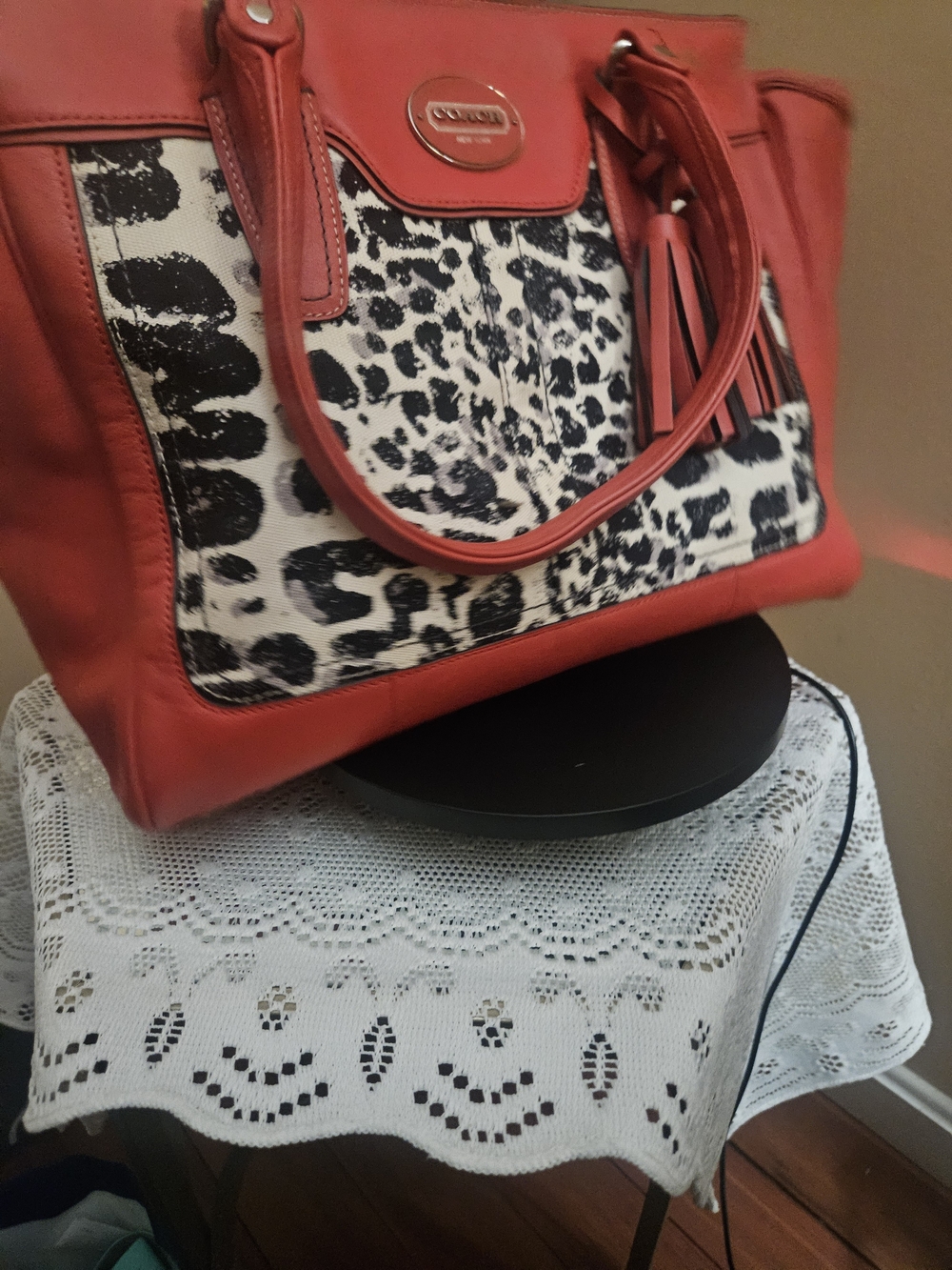 ,💞❣️Womens Red Cream and Black Leopard Print Coach Bag💓💝 - Picture 5 of 11